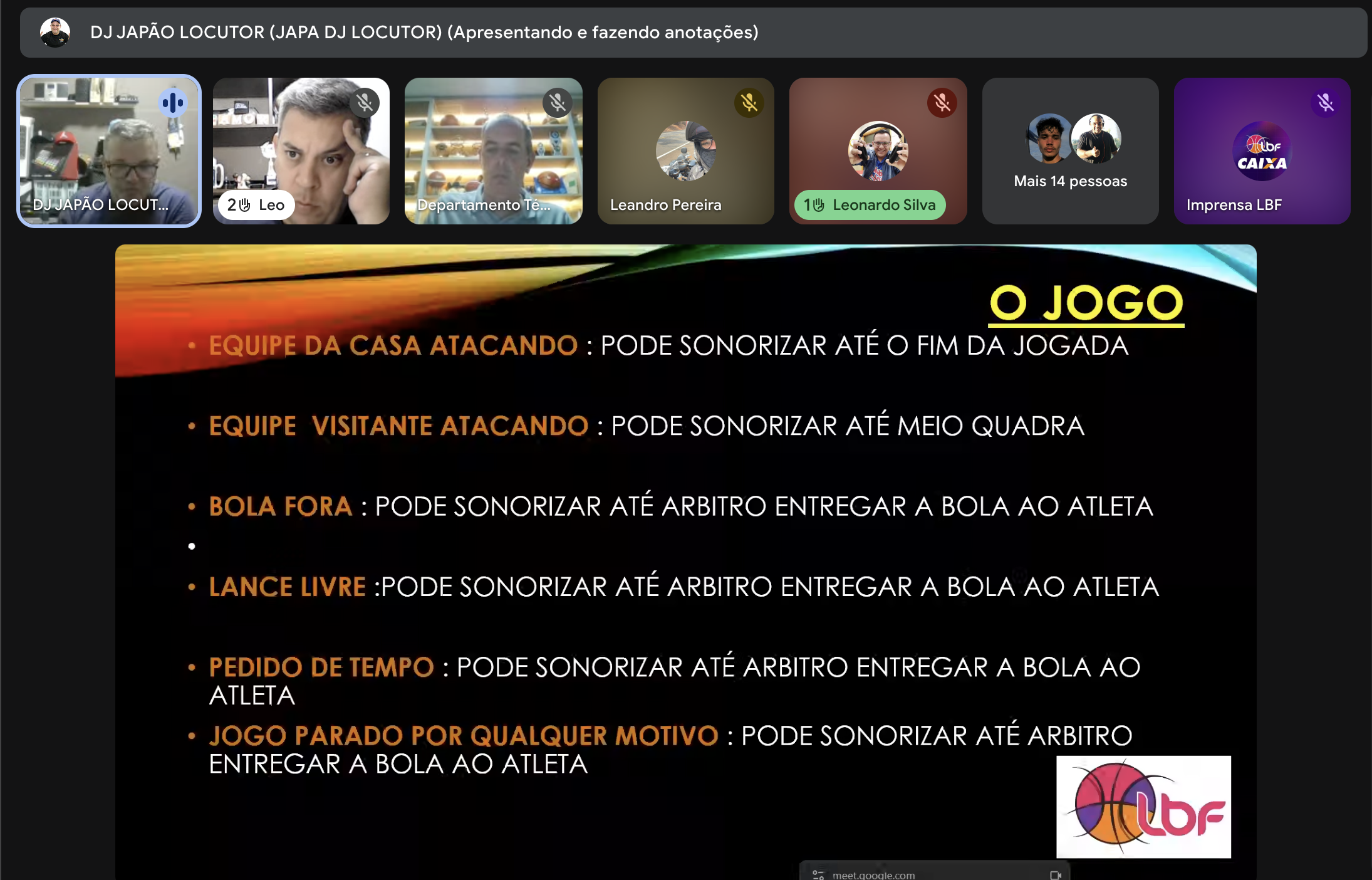 Print de tela - reunião de entretenimento LBF 2026